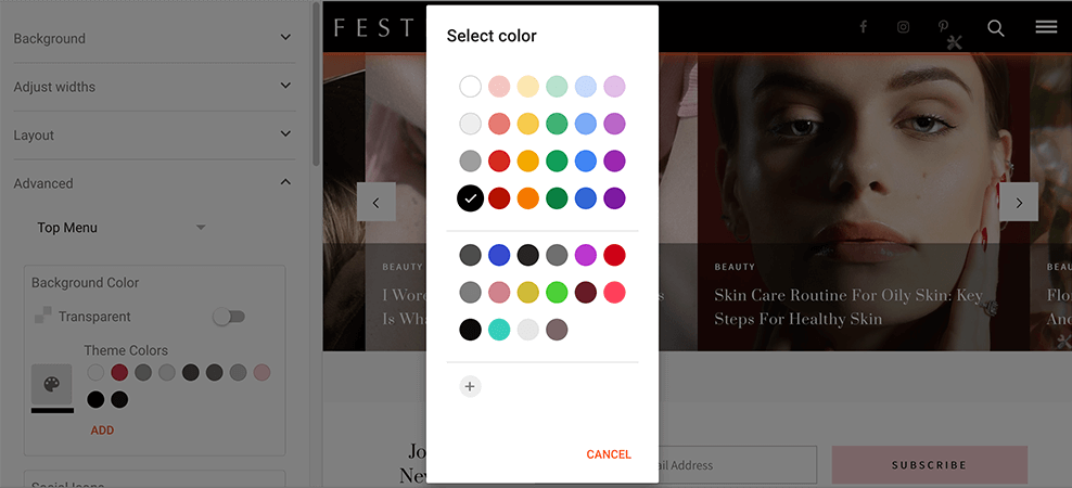 blogger customizer color options