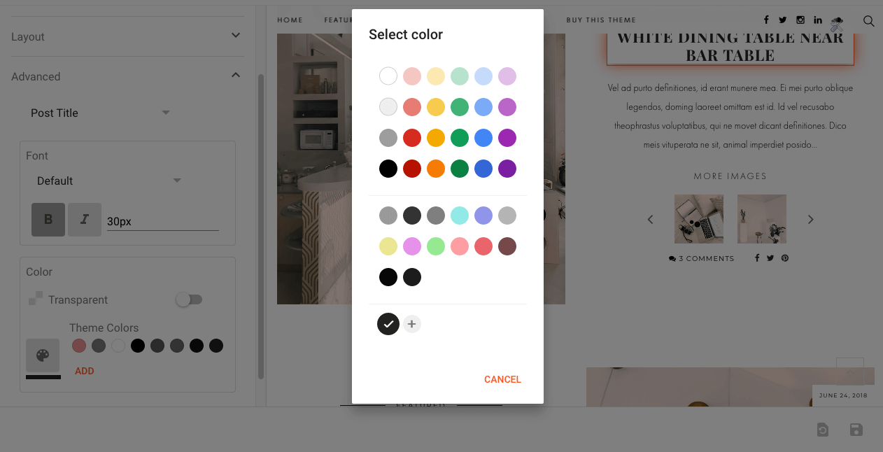 blogger theme customizer colors