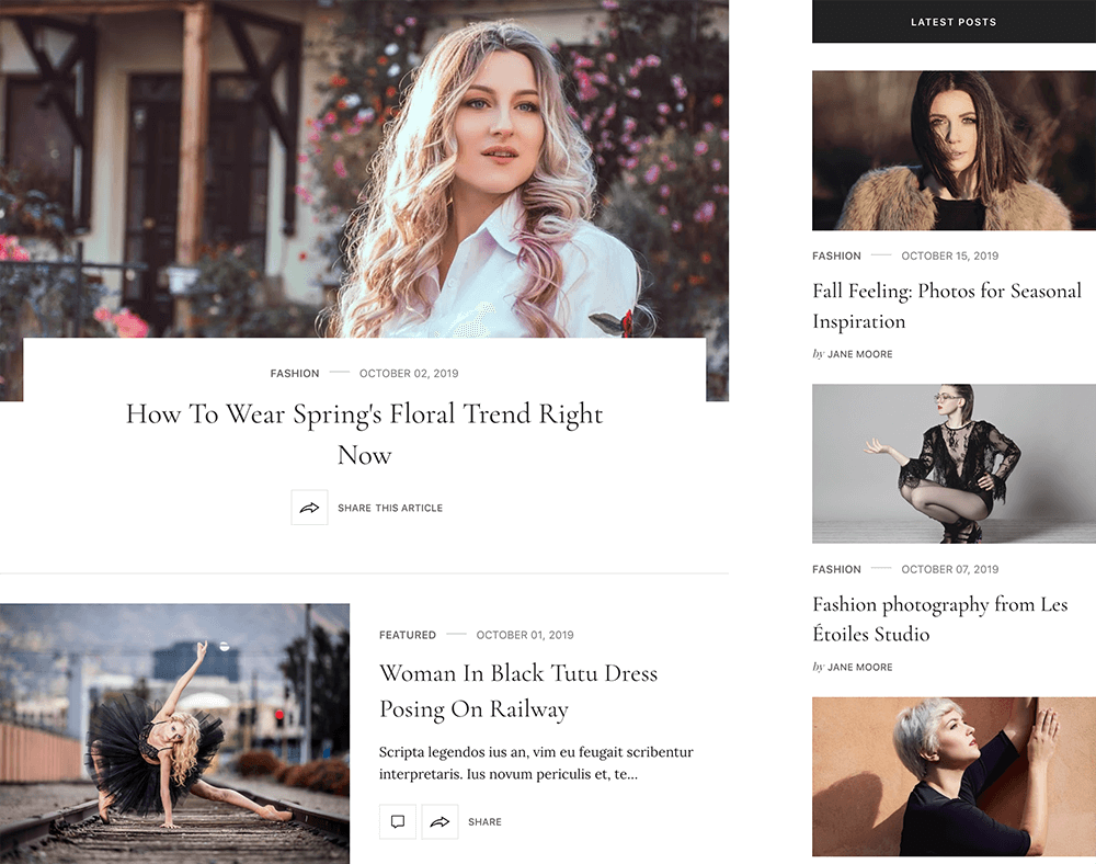 full width posts with list blogger